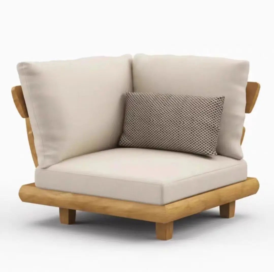 Muebles de exterior de lujo, resistentes al agua, de diseño especial, en forma de L, de teca, de esquina, combinación sencilla, sofá modular para jardín.