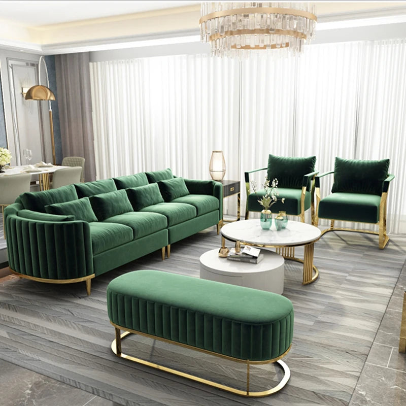 Luxury Modern Upholstery Velvet Curved Sofa Set