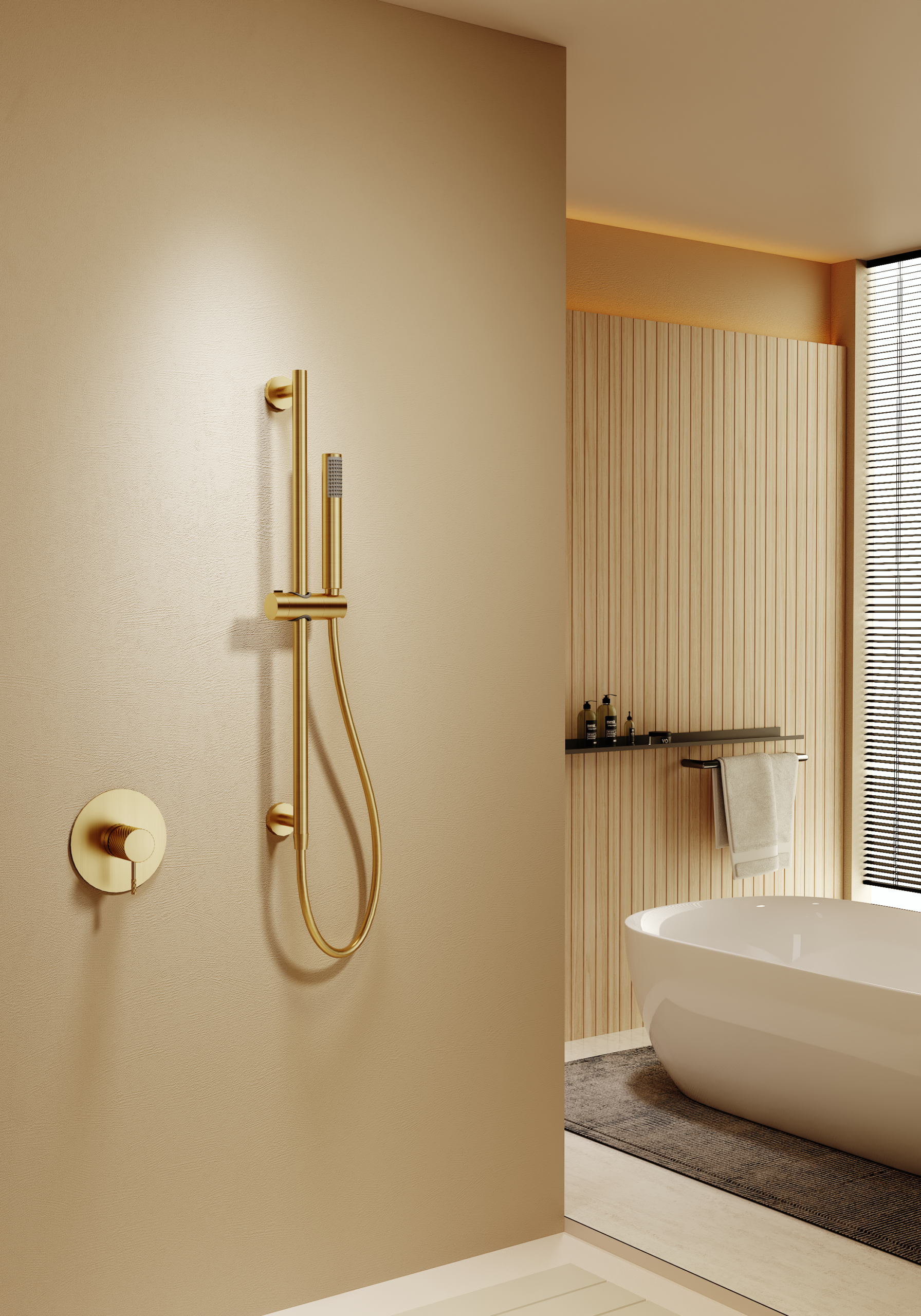 Bless Brushed Gold Concealed Single Lever Shower Set with Hand Shower, view 2