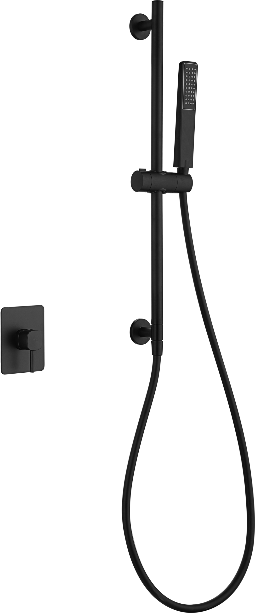 Toscana Matte Black Concealed Single Lever Shower Set with Hand Shower, main product view