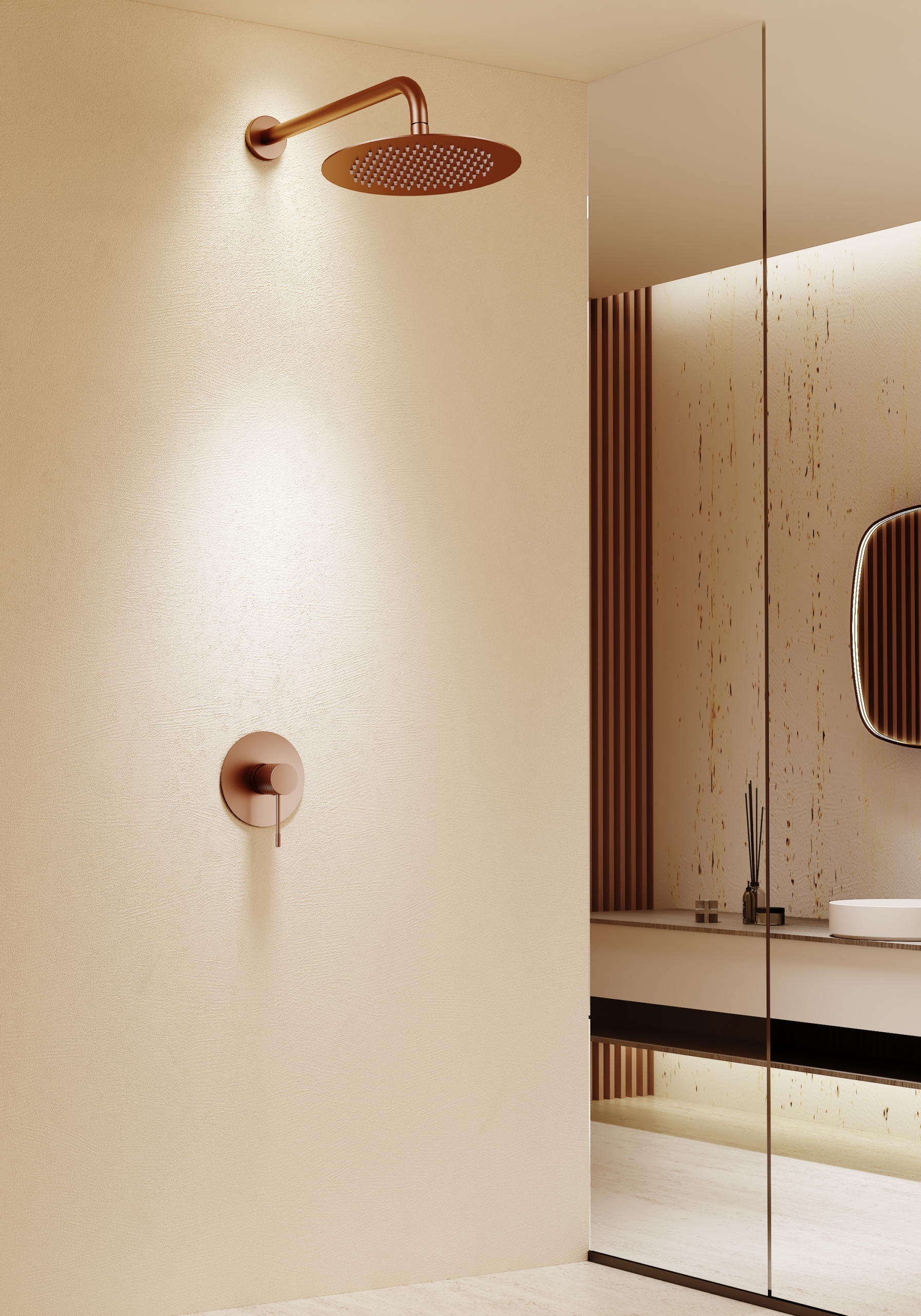 Line Matte Black Concealed Single Lever Shower Set with Rain Head, view 2