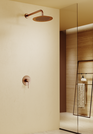 Génova Brushed Gold Concealed Single Lever Shower Set with Rain Head, view 2