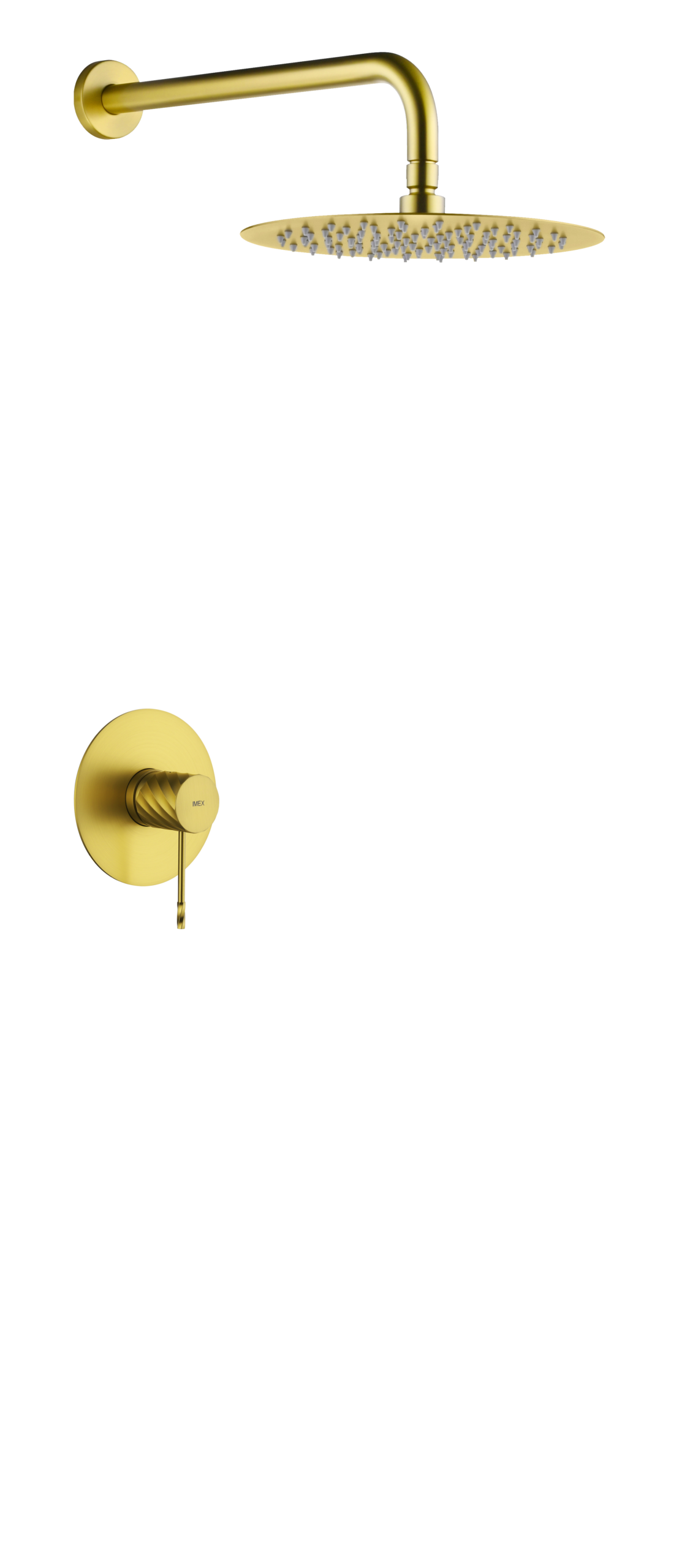 Génova Brushed Gold Concealed Single Lever Shower Set with Rain Head, main product view