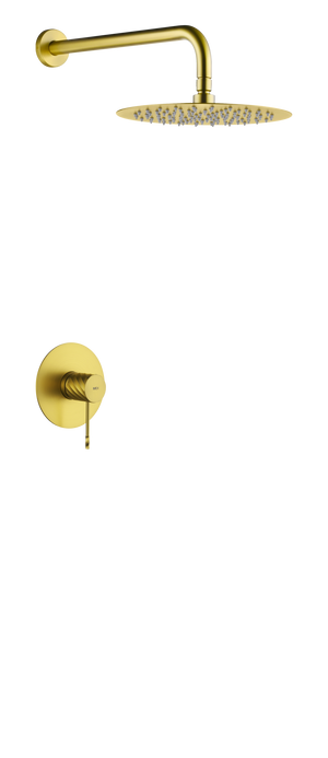 Génova Brushed Gold Concealed Single Lever Shower Set with Rain Head, main product view
