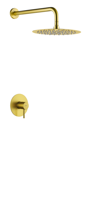 Monza Brushed Gold Concealed Single Lever Shower Set with Rain Head, main product view