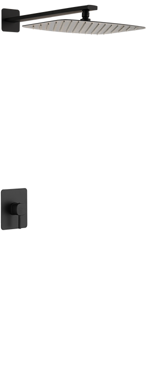 Toscana Matte Black Concealed Single Lever Shower Set with Rain Head, main product view