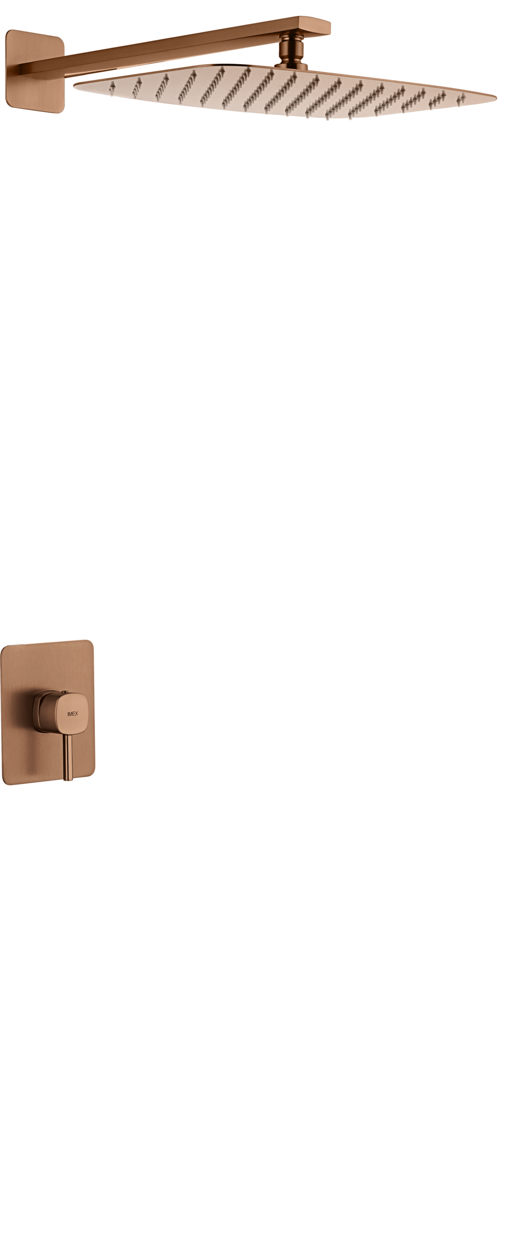 Brushed Rose Gold Concealed Single Lever Shower Set with Rain Head TOSCANA, main product view