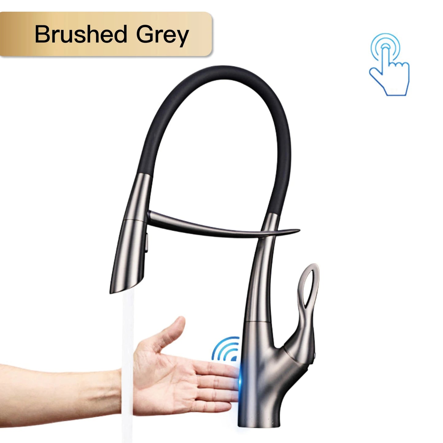 Grifo magnético para fregadero con interruptor táctil, control dual de agua fría y caliente