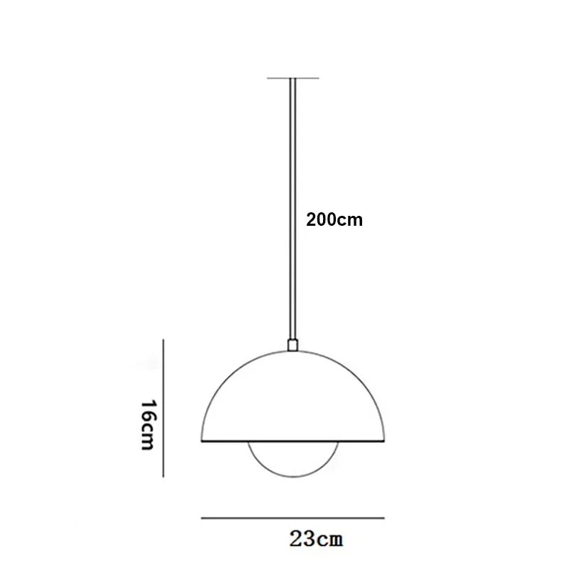 Lámpara colgante semicircular con diseño de flores nórdicas