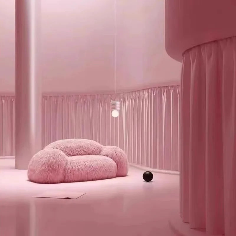 Moderno y lujoso sofá minimalista nórdico de color rosa con diseño de celebridades de Internet, muebles para sala de estar, sillón moderno de lujo.