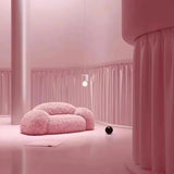 Moderno y lujoso sofá minimalista nórdico de color rosa con diseño de celebridades de Internet, muebles para sala de estar, sillón moderno de lujo.