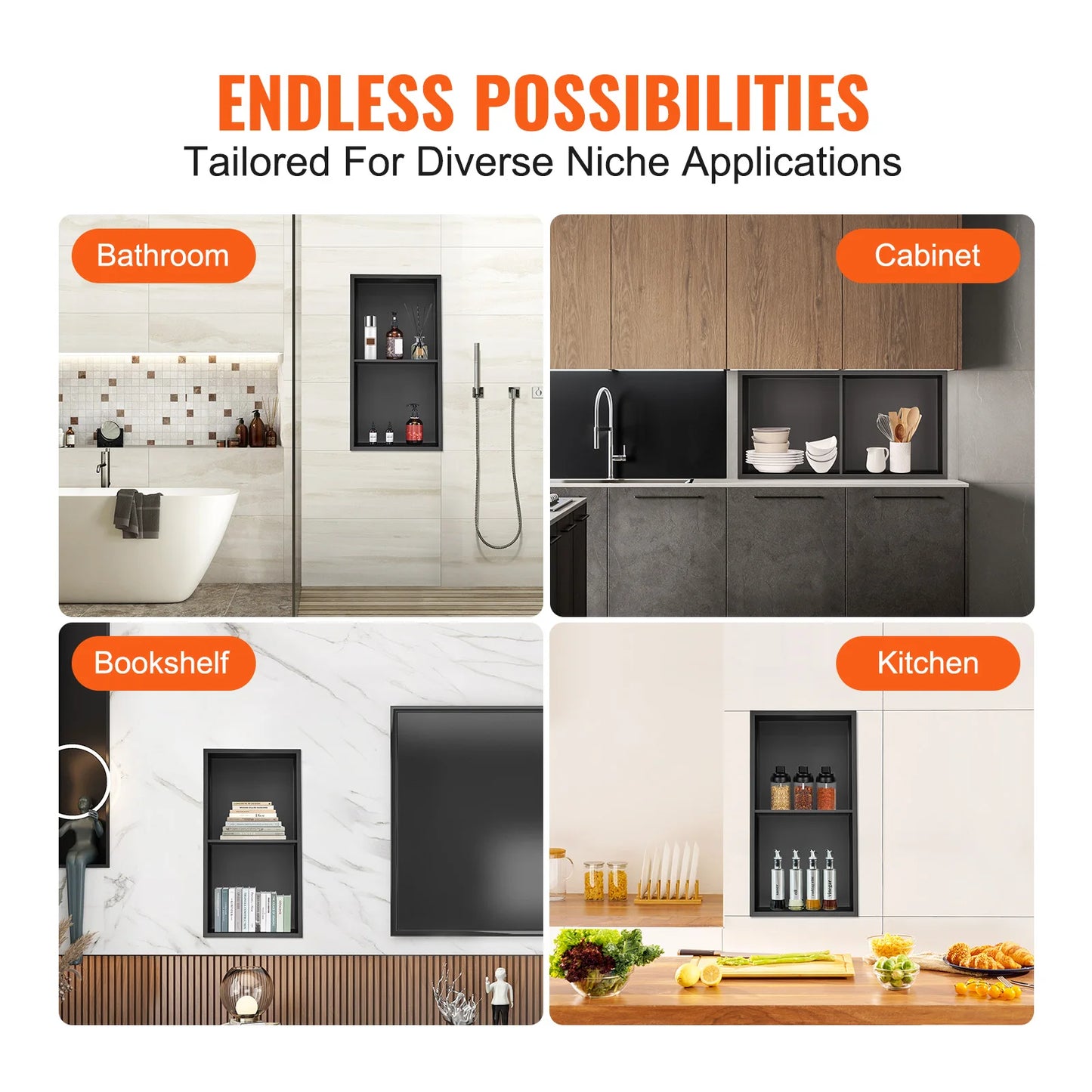Stainless Steel Wall Inserted Double Shelves Storage