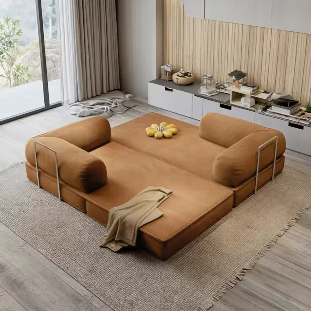 Sofá cama modular de pana de compresión