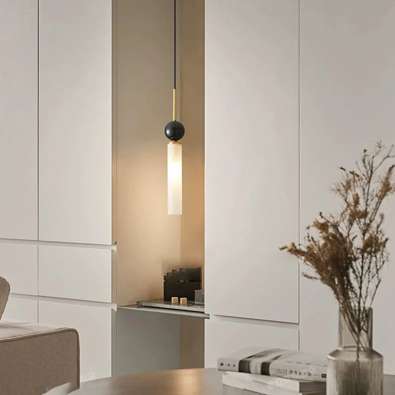 Lámpara colgante de mármol natural de cobre con cordón ajustable