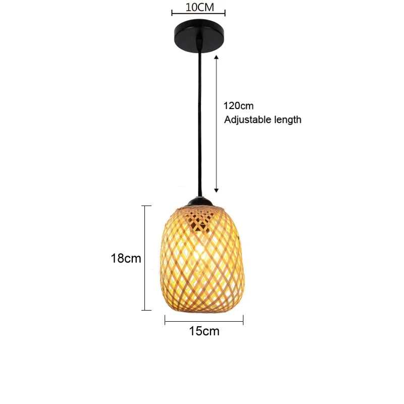 Lámpara colgante de bambú para techo de madera