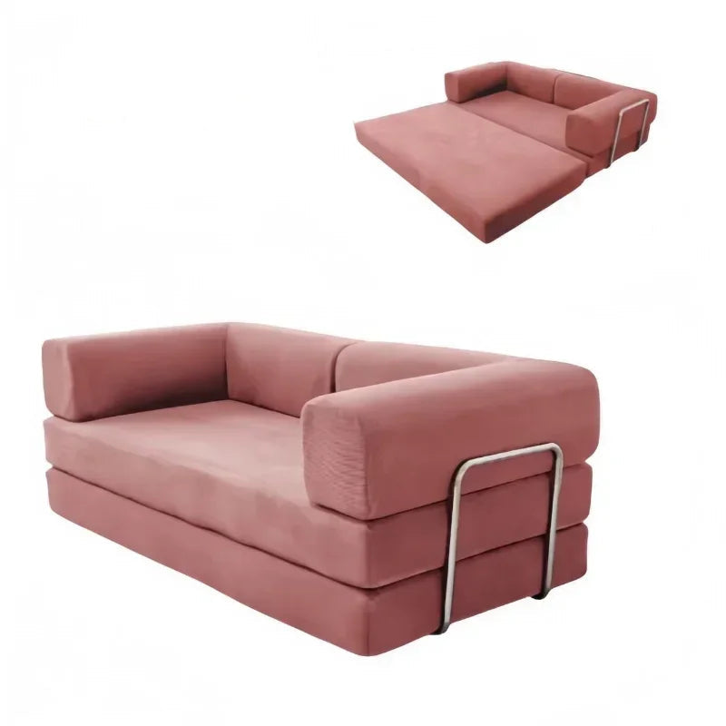 Sofá de compresión al vacío italiano simple retro de alta gama de pana para sala de estar, sofá cama plegable, lavable y personalizable.