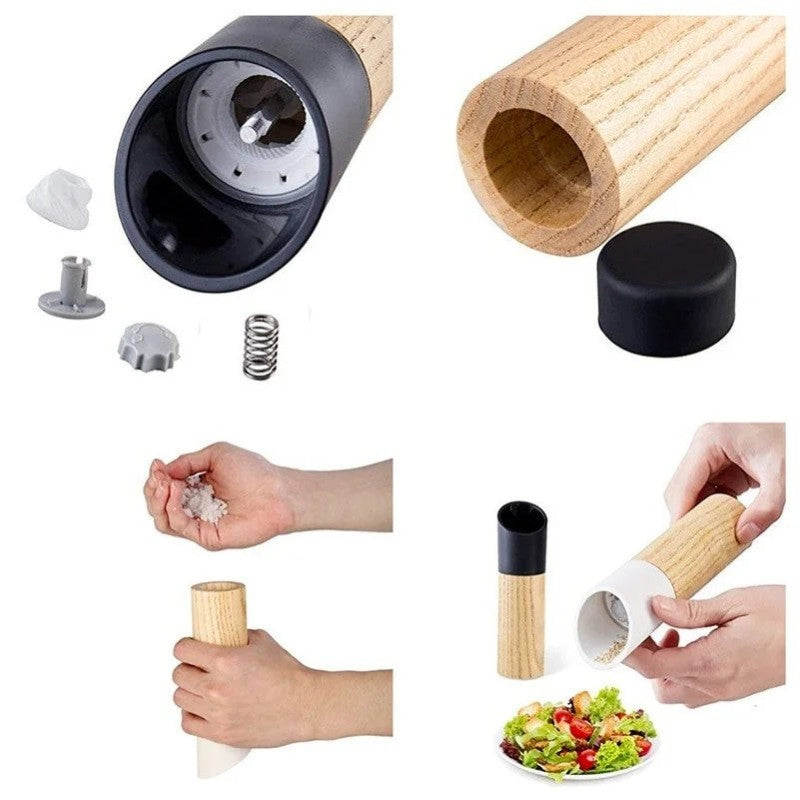 Molinillo de especias de madera manual Sal Pimienta Nueces