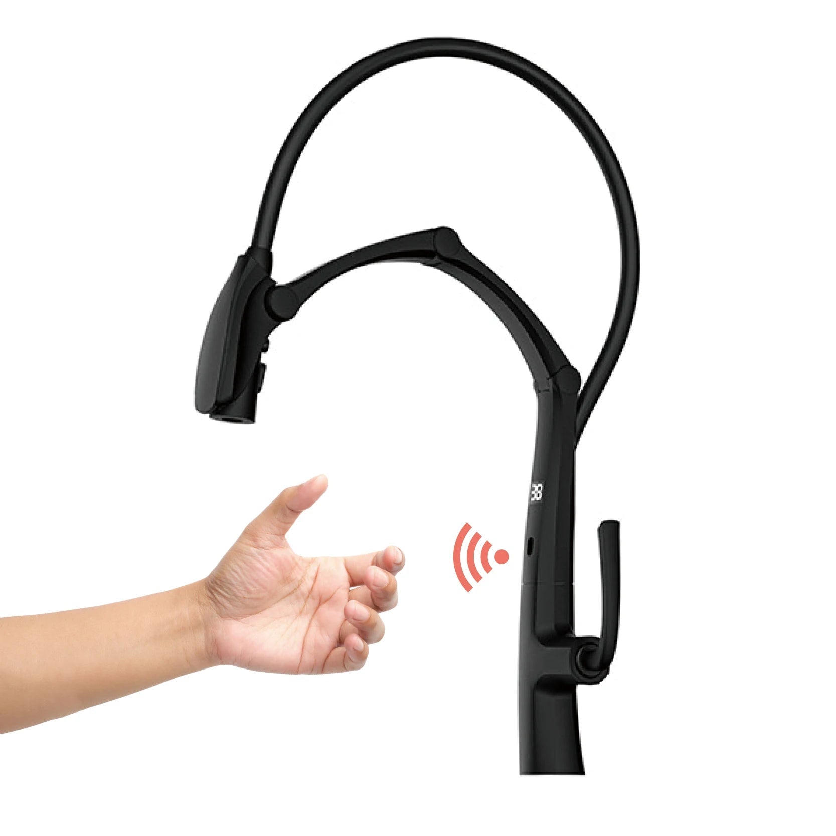 Grifo extraíble con sensor y pantalla LED, 3 funciones, sin contacto