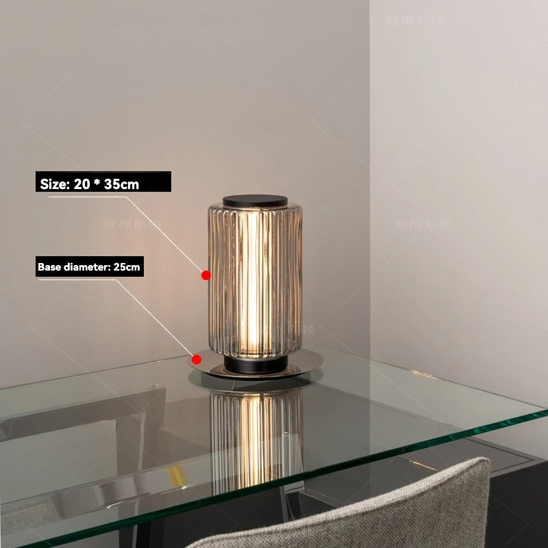 Lámpara de pie nórdica LED de cristal ahumado