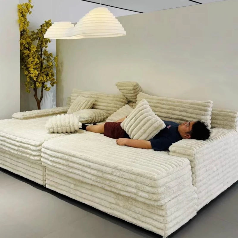 Sofá cama minimalista italiano de terciopelo, tela francesa, sofás de salón, puffs, dormitorio, Divano Soggiorno 2025, muebles para el hogar