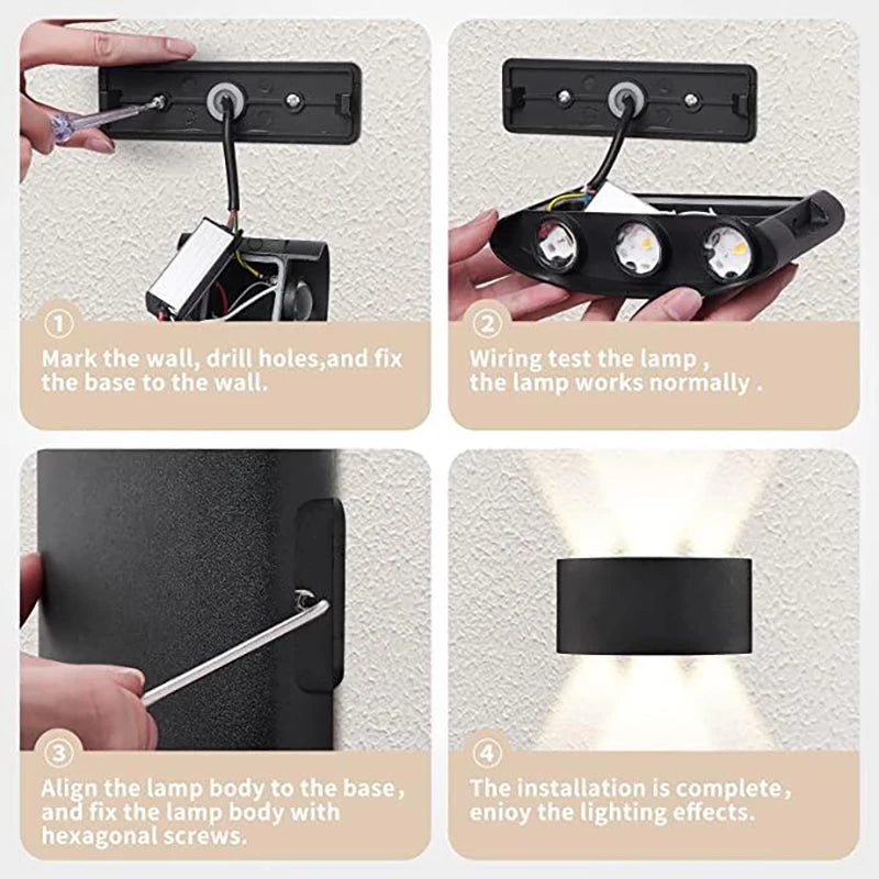 Lámpara de pared LED moderna con luz de arriba a abajo