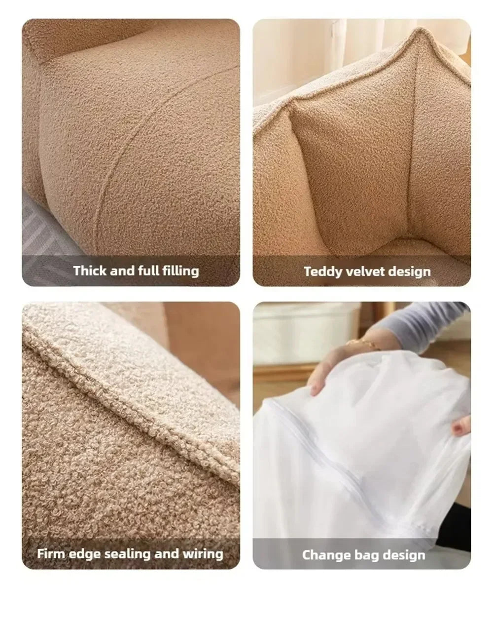 Sofá reclinable doble para dormitorio, balcón, ocio, compresión al vacío, relleno de esponja extraíble y lavable.