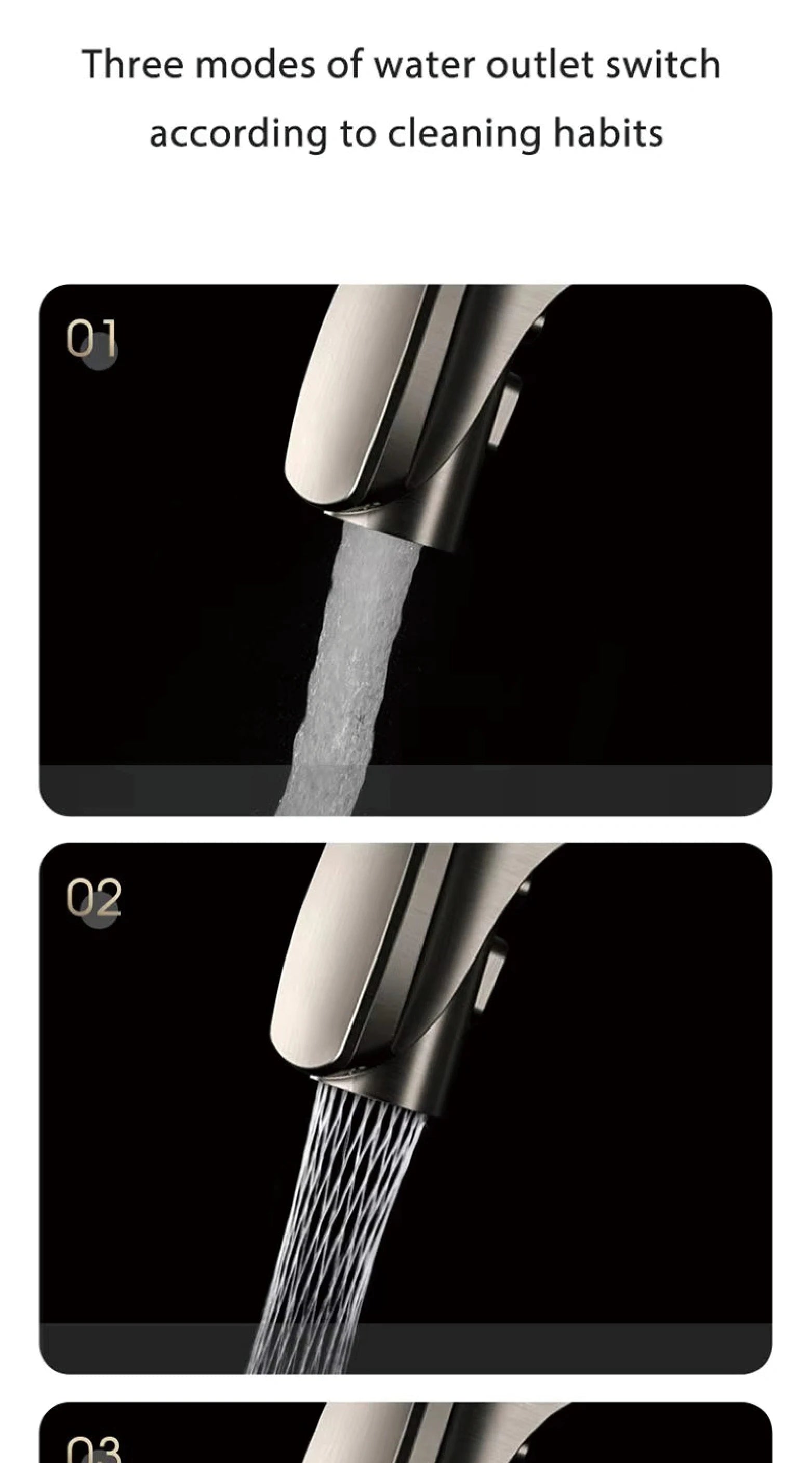 Grifo extraíble con sensor y pantalla LED, 3 funciones, sin contacto