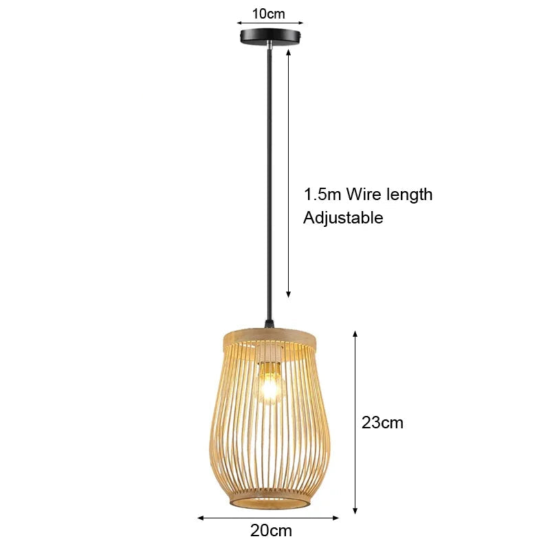 Lámpara colgante de bambú para techo de madera