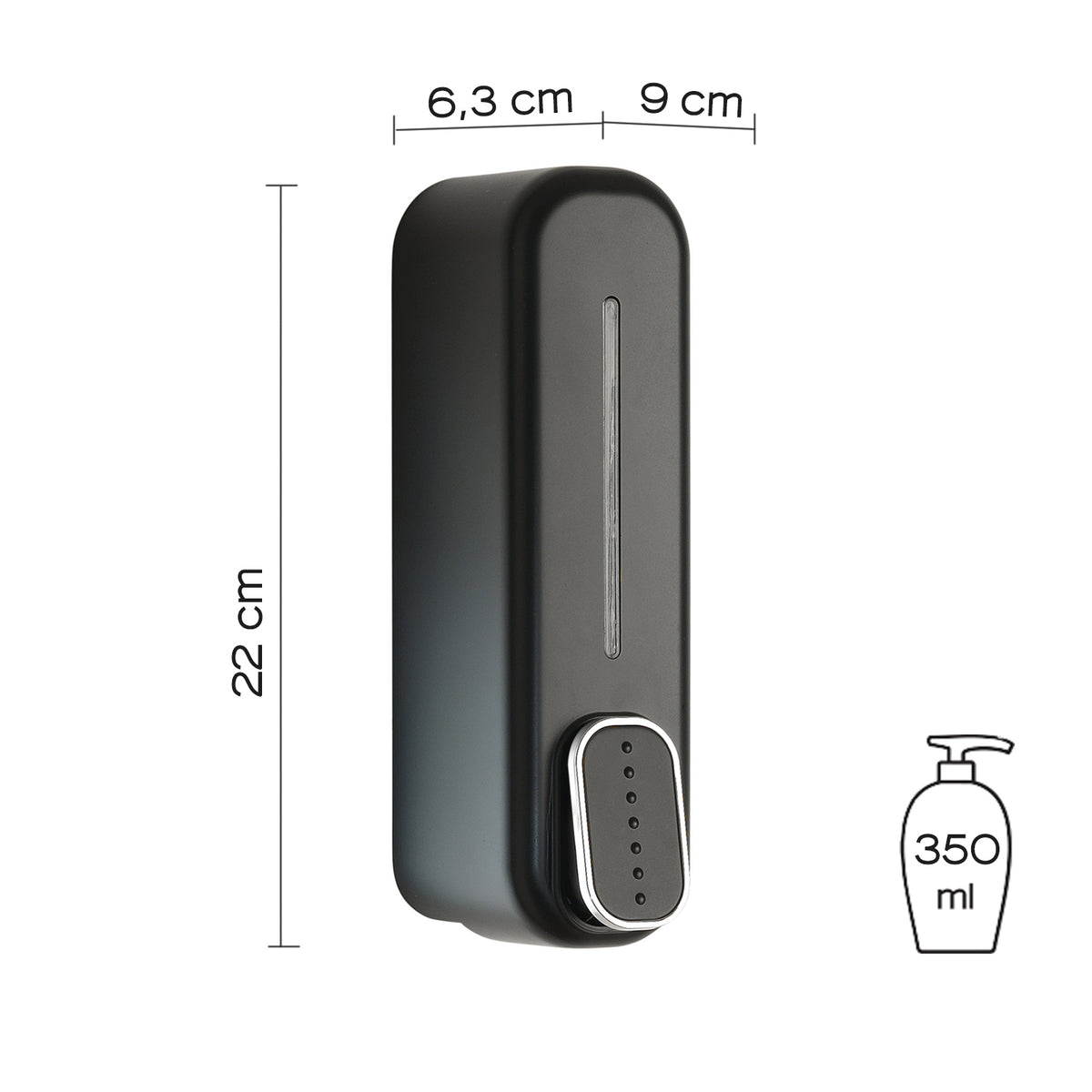 Matte Black Soap Dispenser 350ml Modern Bathroom Accessories, view 4