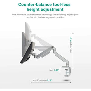Single Monitor Desk Mount Arm silver - Silver - Accessories > Monitor Arm