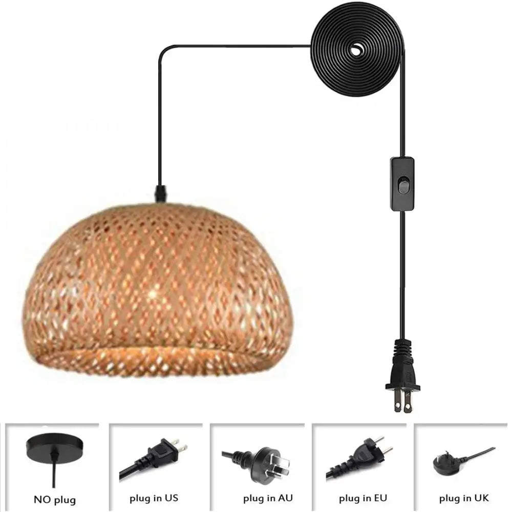 Handwoven Rattan Pendant Lamp Natural Bamboo - view 3
