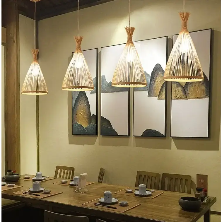 Bamboo Chandelier Pendant Lamp Hanging Wood Ceiling Light - Ceiling Lamp