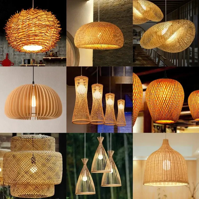 Bamboo Chandelier Pendant Lamp Hanging Wood Ceiling Light - Ceiling Lamp