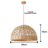 Bamboo Chandelier Pendant Lamp Hanging Wood Ceiling Light - Beige Upside Down Bowl / White light - Ceiling Lamp