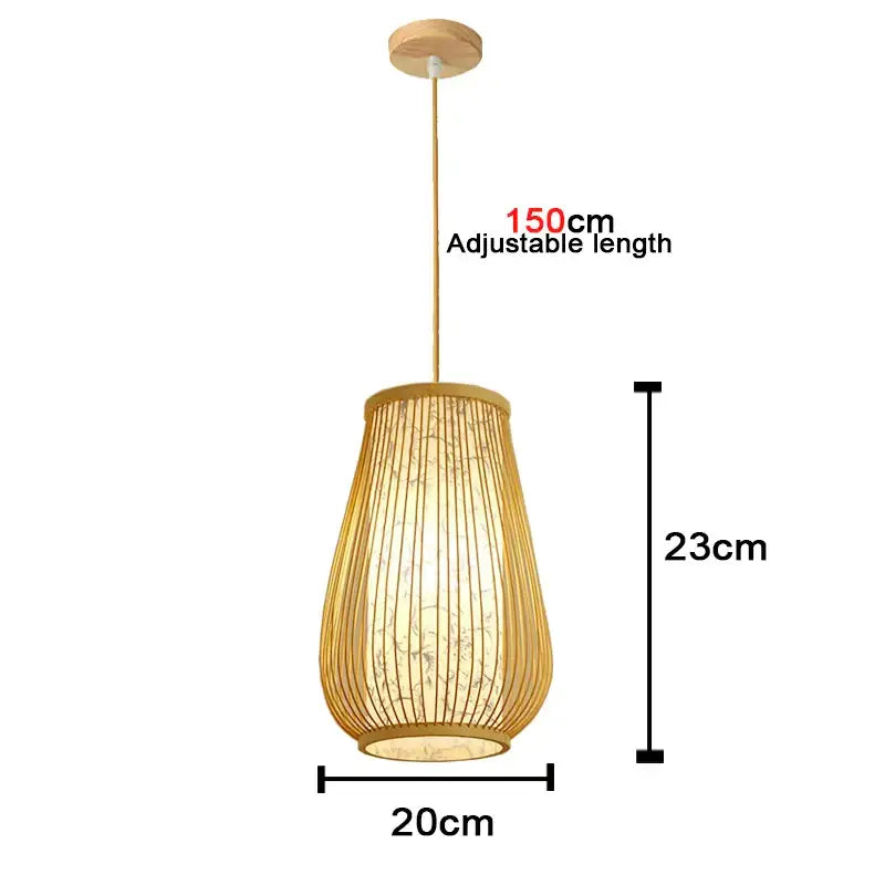 Bamboo Chandelier Pendant Lamp Hanging Wood Ceiling Light - Beige / White light - Ceiling Lamp