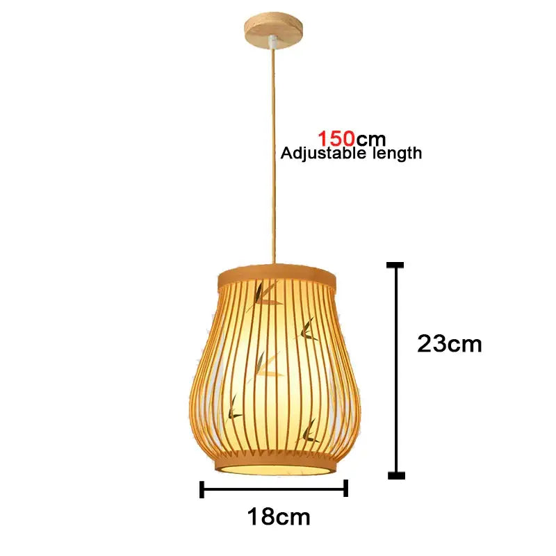 Bamboo Chandelier Pendant Lamp Hanging Wood Ceiling Light - Flies / White light - Ceiling Lamp