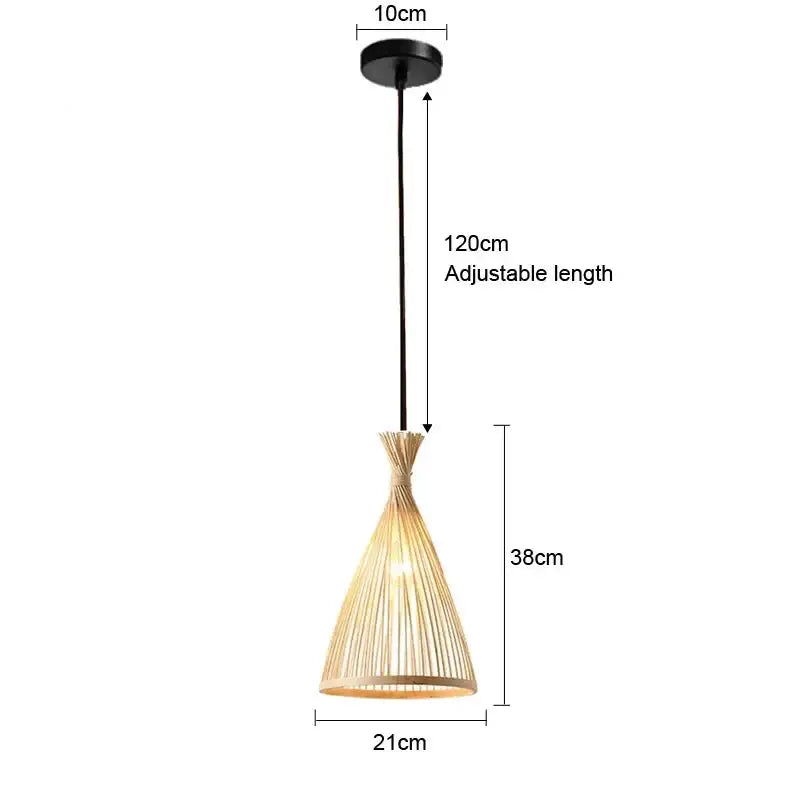 Bamboo Chandelier Pendant Lamp Hanging Wood Ceiling Light - Tepee / White light - Ceiling Lamp