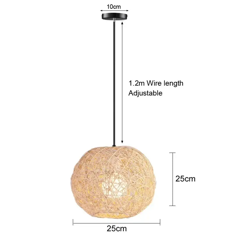 Bamboo Chandelier Pendant Wood Ceiling Lamp - Wood - 25 x 25 cm / White light - Ceiling Lamp