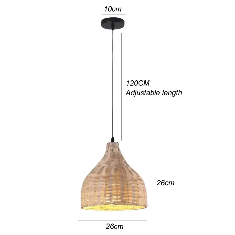 Bamboo Chandelier Pendant Wood Ceiling Lamp - Wood - 26 x 26 cm / White light - Ceiling Lamp