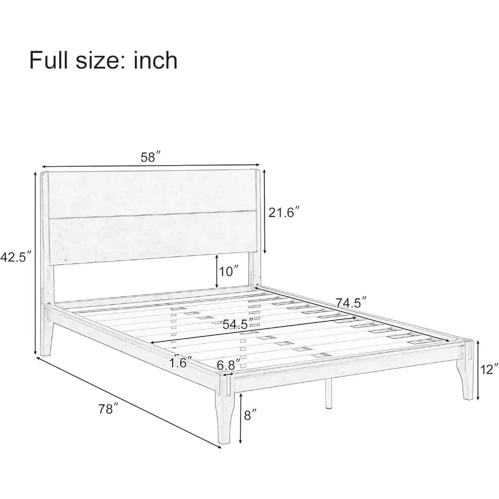 Bamboo Modern Frame Tall Headboard Platform Bed - Brown - Bedroom