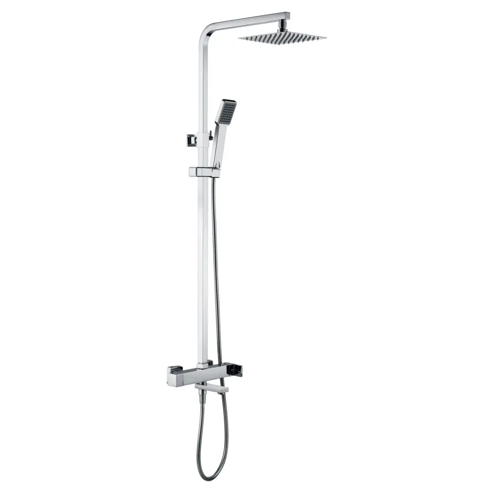 Chrome single handle bathtub faucet with modern minimalist design closeup