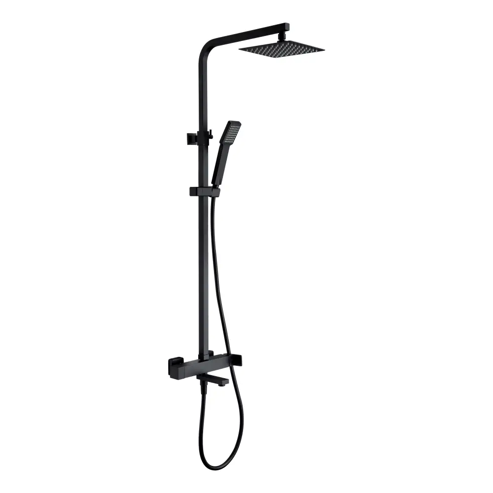 Matte black single handle bathtub faucet with modern minimalist design