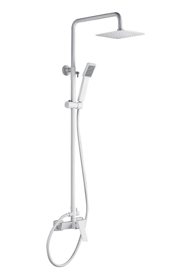 Matte White Single Lever Shower Set Modern Minimalist, view 2