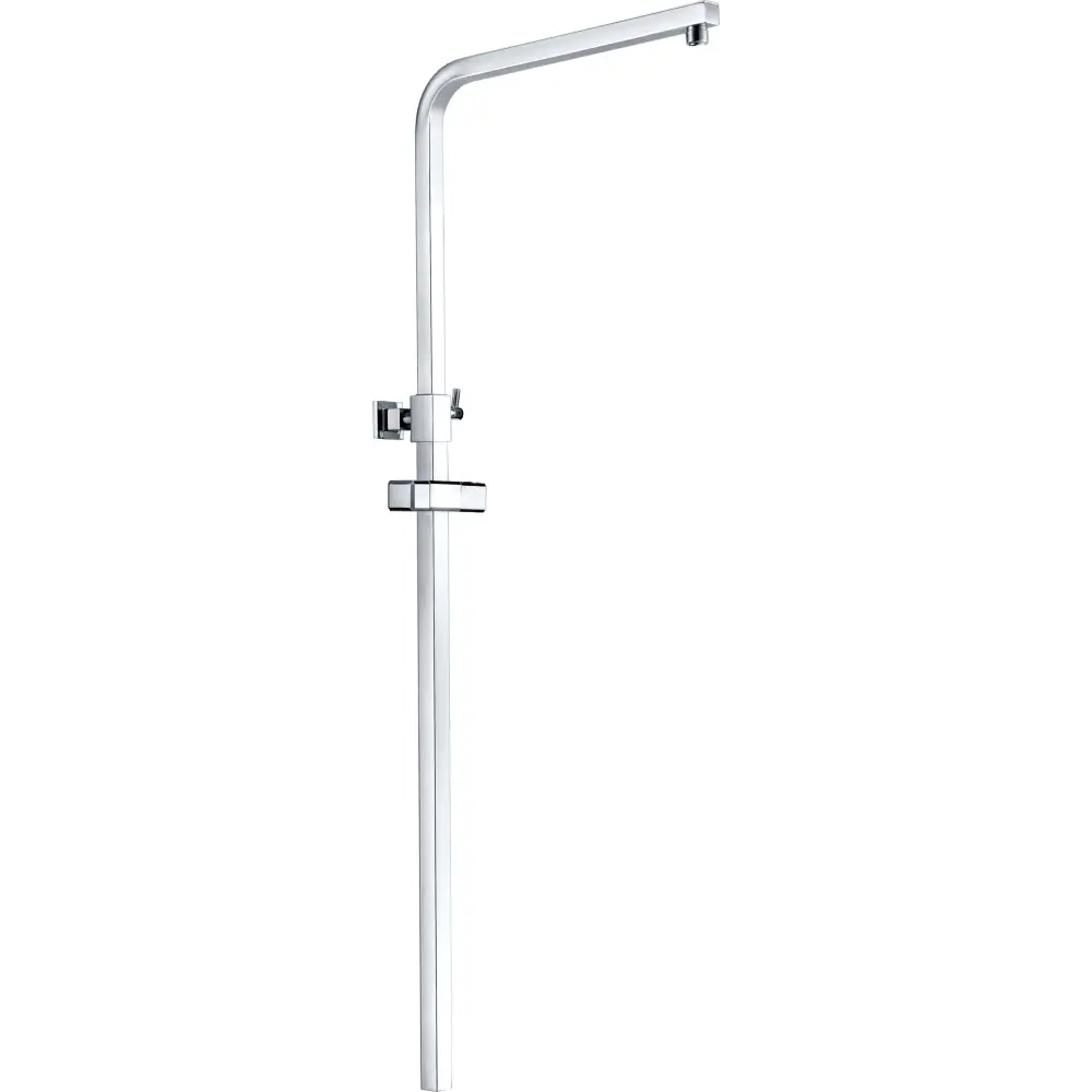 Chrome square shower bar modern bathroom accessory on white background