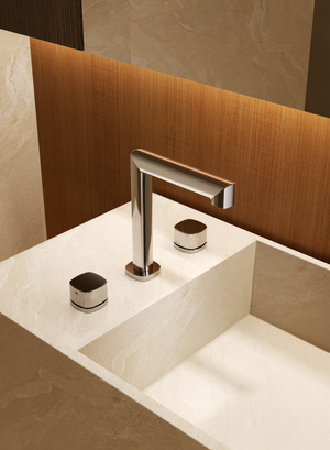 Toscana Chrome Low Spout Countertop Two Handle Basin Mixer, view 2