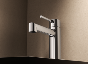 Toscana Matte Black Single Lever Basin Mixer, in a bathroom setting