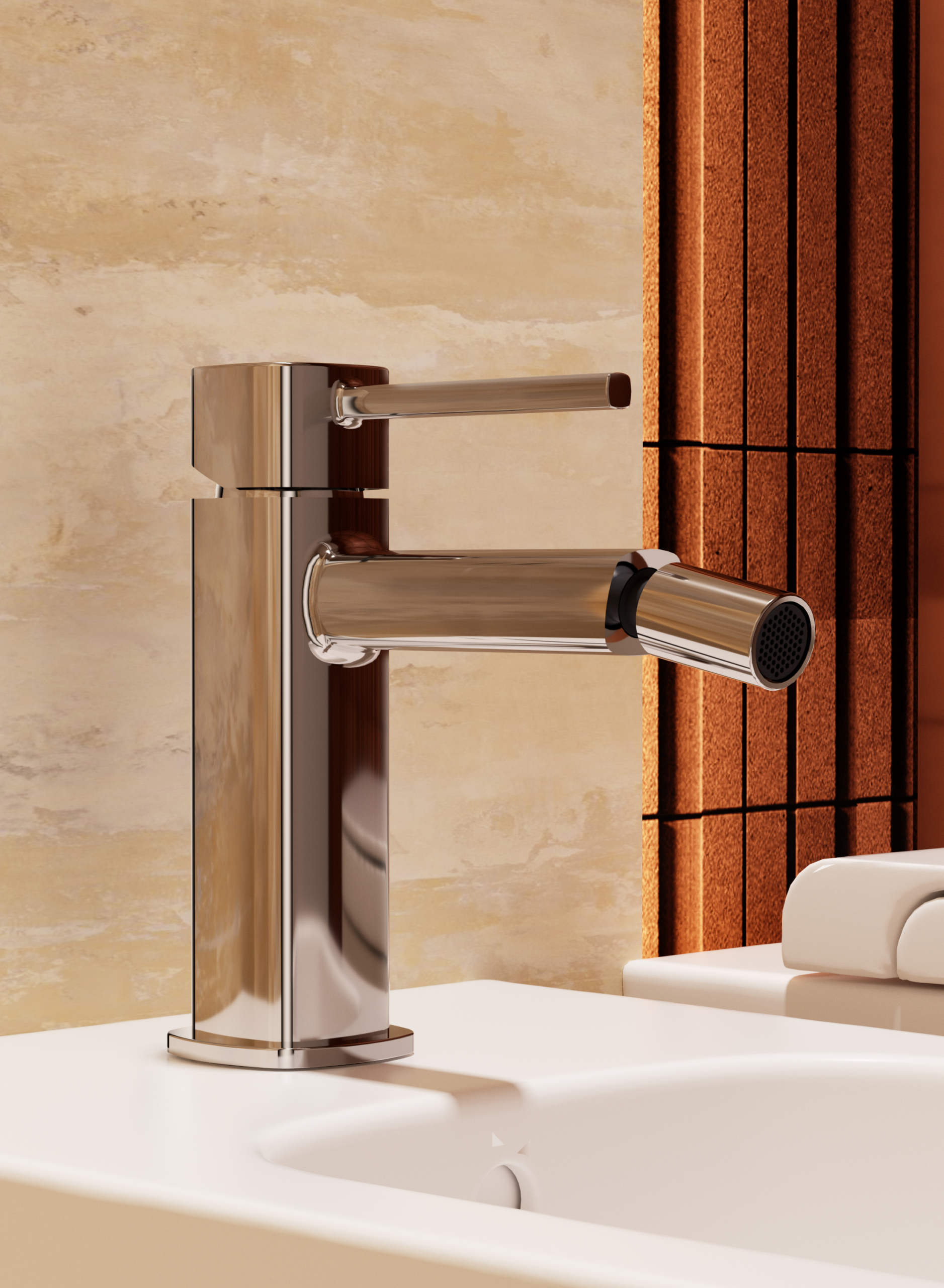 Toscana Brushed Rose Gold Single Lever Bidet Mixer, view 2