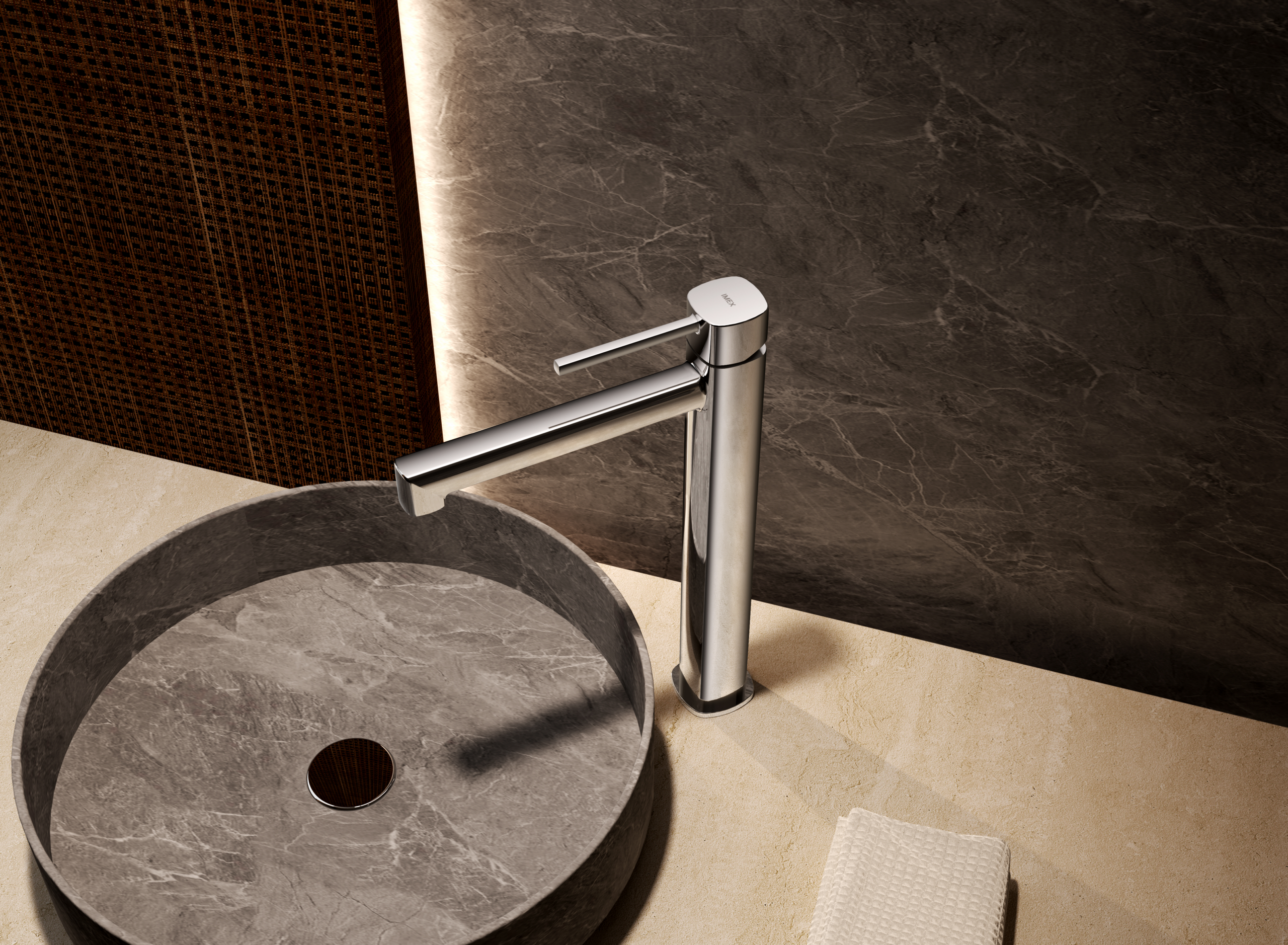 Toscana Brushed Rose Gold Tall Single Lever Basin Mixer, view 3