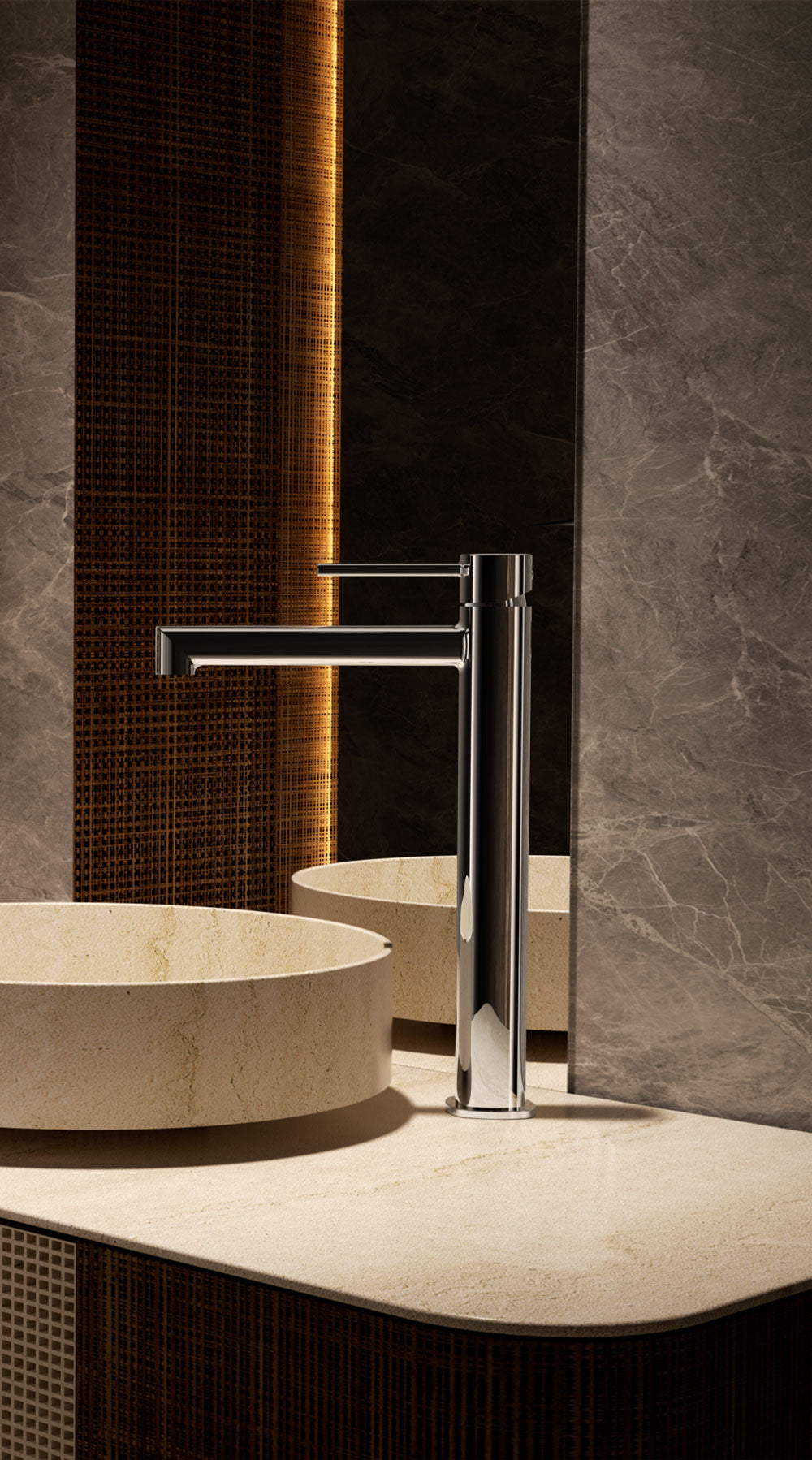 Toscana Chrome Single Lever Shower Set, in a bathroom setting