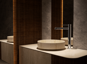 Toscana Brushed Rose Gold Tall Single Lever Basin Mixer, view 2